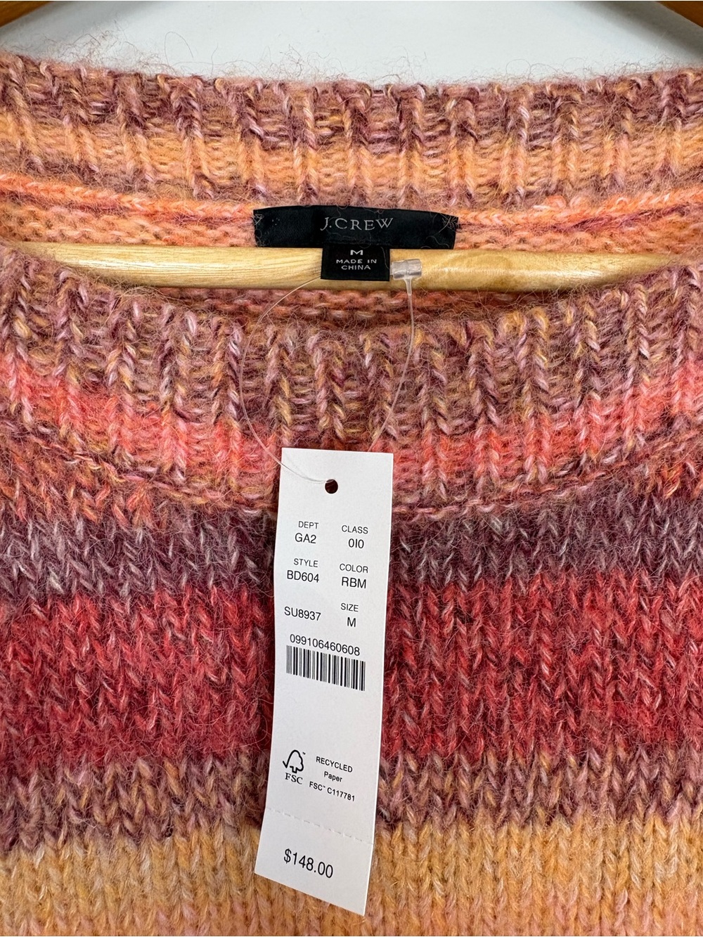 J.Crew Wide-Sleeve Alpaca-Blend Sweater in Ombré Stripe Sz M - Picture 5 of 8
